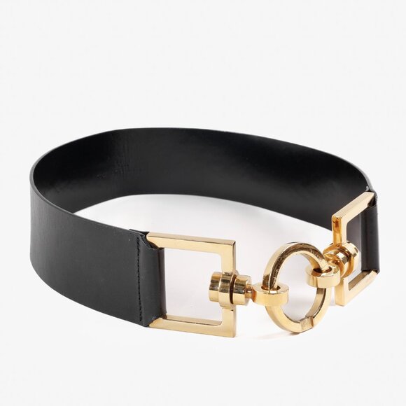 Gucci Accessories - Gucci Black Leather Belt with Gold Hardware